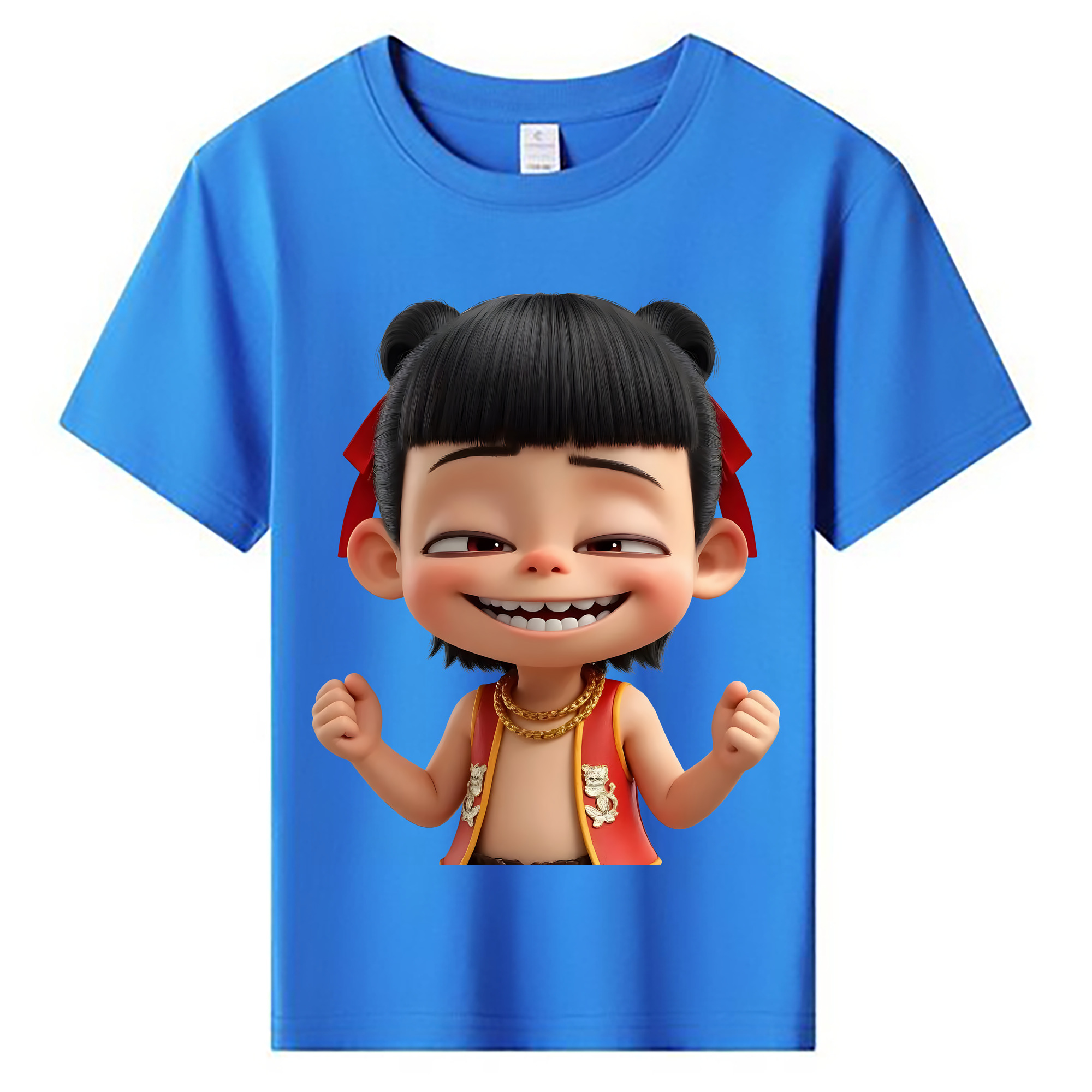 （画像用） Ne Zha 2 ナタ 魔童の大暴れ 綿100％キッズTシャツ（フロントプリント）